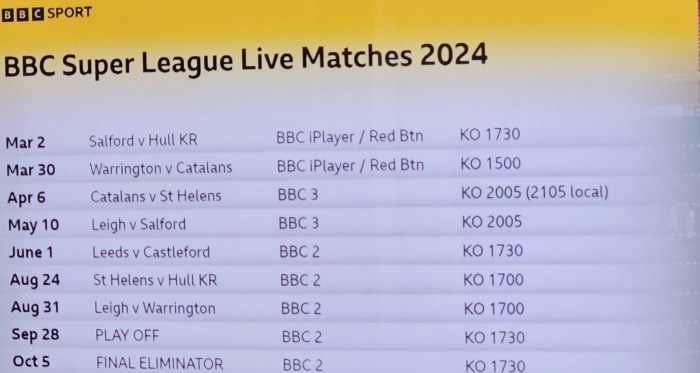 What rugby league is on tv today