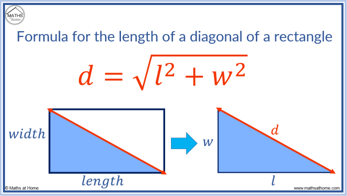 Rectangle length diagonal find how geometry we basic width its theorem then use can Fórmula da diagonal de um retângulo em termos de comprimento e largura.