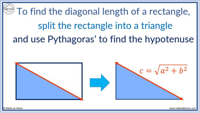 Como calcular a diagonal de um retângulo