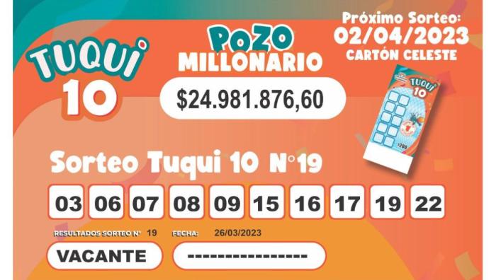 De qué localidad de Tucumán es el ganador del Tuqui 10 de este domingo 18 de mayo