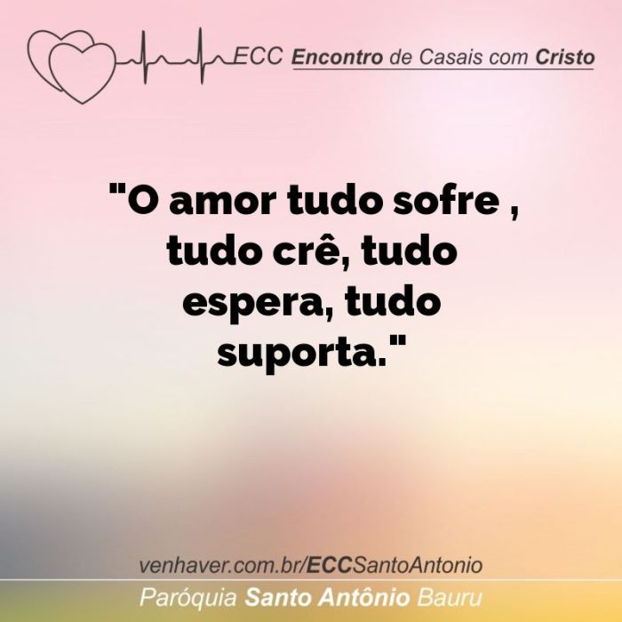 O amor tudo espera, tudo suporta! O Amor Tudo Suporta