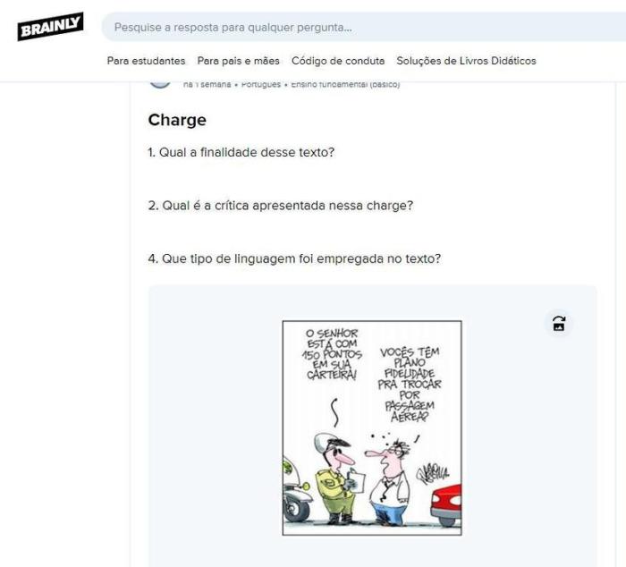 Atividades Leia a charge a seguir: 1. Qual a finalidade desse texto? 2 ... Atividades Leia a charge a seguir: 1. Qual a finalidade desse texto? 2 ...