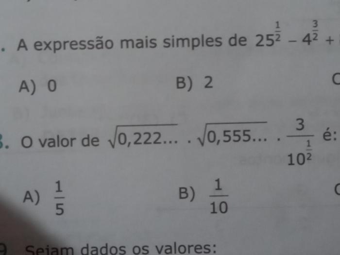 Assinale A Alternativa Que Representa Corretamente O Valor Da Seguinte Expressão