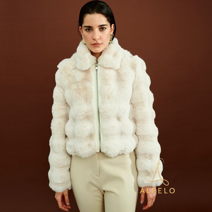 Casaco de Pele Sintética Bubbles Vanilla Alpelo - Pole Modas Casaco De Pele