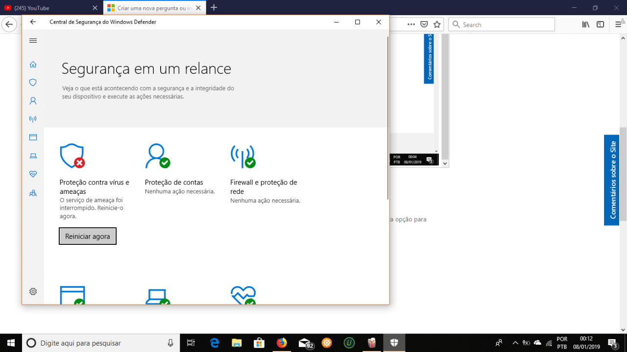 Erro inesperado ao reiniciar o Windows Defender Antivirus - Microsoft ... Você Está Se Autenticando Em Pdpj Erro Inesperado Ao Manusear Pedido De Autenticação Para Provedor De Identidade.