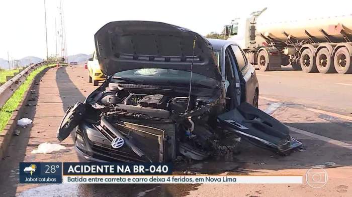 Batida entre carro e carreta deixa 4 feridos em Nova Lima | MG1 | G1 Motorista de carreta morre em batida contra carro, em Nova Iguaçu