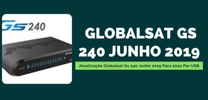Atualização Globalsat Gs 240 Junho 2019 Para 2022 Por USB Atualização Globalsat Gs 240 Pro