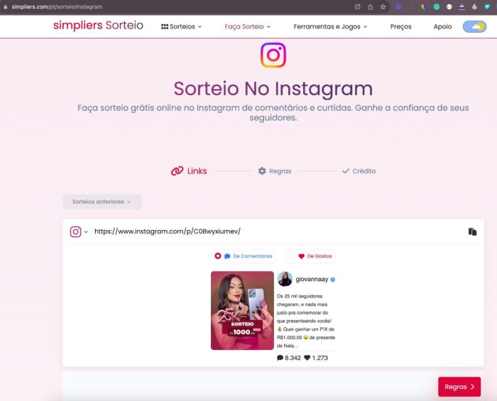 Como fazer sorteio no Instagram grátis: 3 sites fáceis Sorteio Instagram Gratis