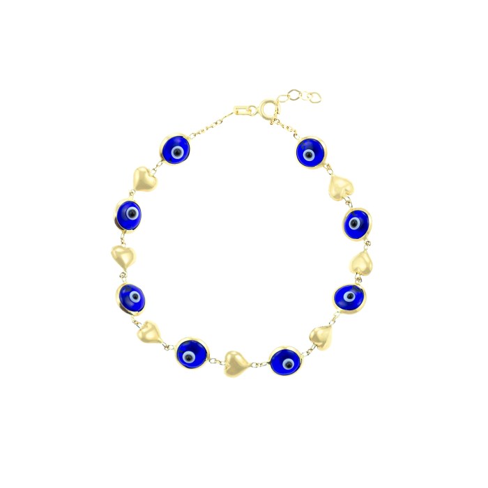 Pulsera Ojo Turco Corazón Oro 18K - Baliq Pulsera Ojo Turco Corazón Oro 18K - Baliq