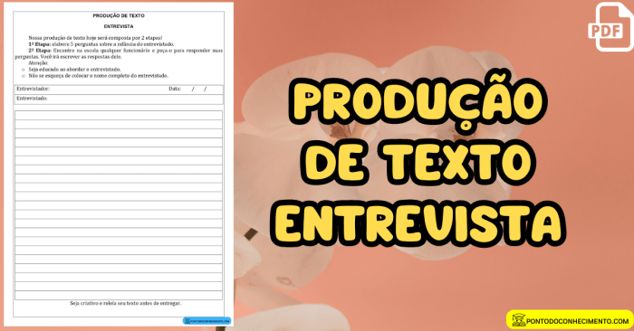 Produção de texto entrevista - Ponto do Conhecimento Produção de texto entrevista - Ponto do Conhecimento