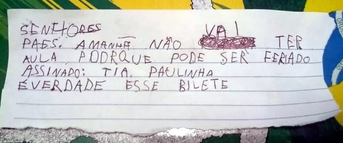 Dia da Mentira: mãe de menino que escreveu “é verdade esse bilete ... É Verdade Esse Bilhete