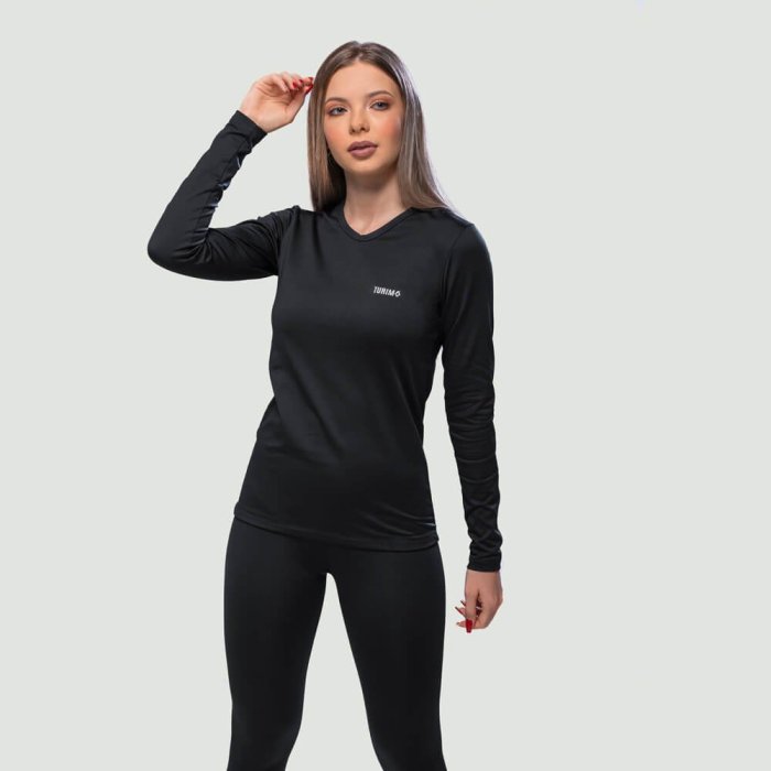 Blusa Segunda Pele Térmica Feminina Thermo Premium Preto Ref. 401 Blusa Termica Feminina