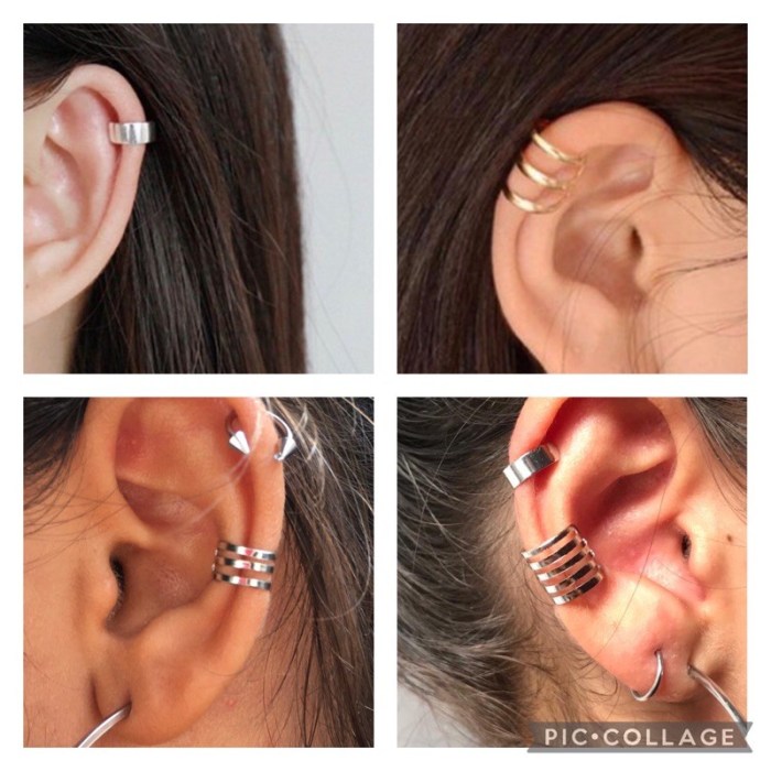 Piercing falso feminino auricular prata cartilagem fake brinco falso ... Piercing Falso Orelha