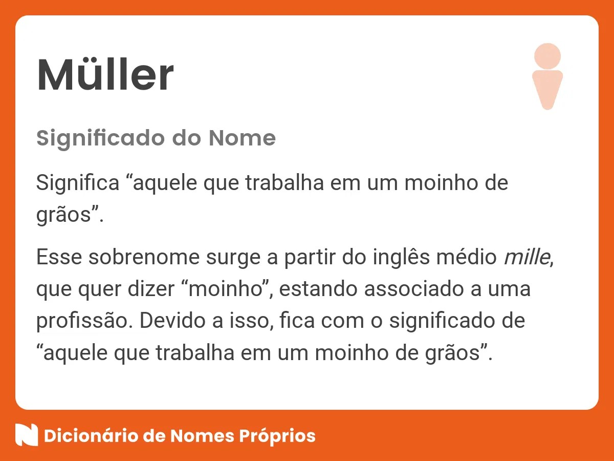 Significado do nome Müller - Dicionário de Nomes Próprios Significado do nome Müller - Dicionário de Nomes Próprios