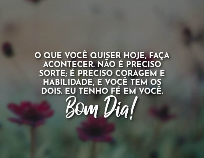 O que você quiser hoje, faça acontecer. Não é preciso sorte; é preciso ...