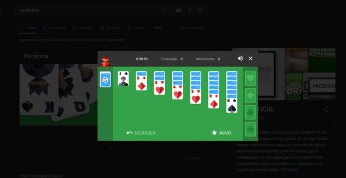 Como jogar paciência no Google e outros jogos Como jogar paciência no Google e outros jogos