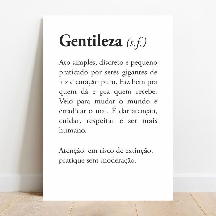 Placa Decorativa Significado da Palavra Gentileza - Kiaga Significado Da Palavra Mosteiro