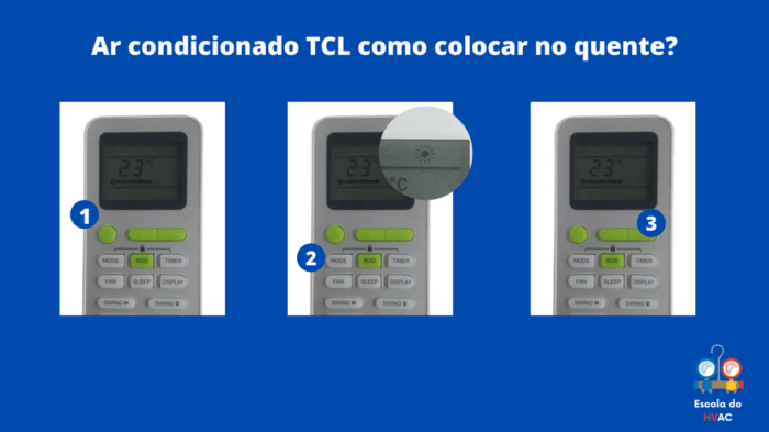 Ar condicionado TCL como colocar no quente? - Escola do HVAC