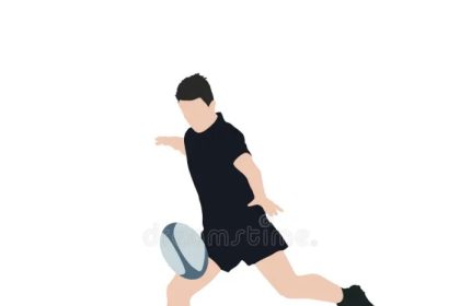 Rugby kicking ball player uniform blue alamy stadium stock