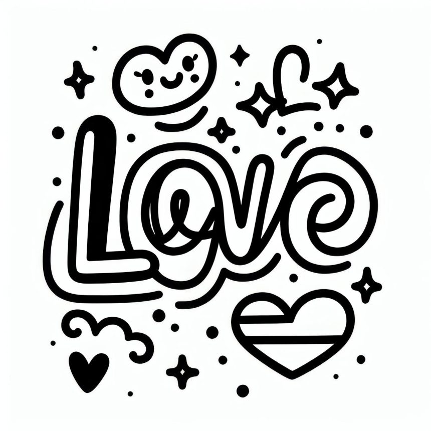Letras de amor para o Dia dos Namorados: modelo simples para colorir ...